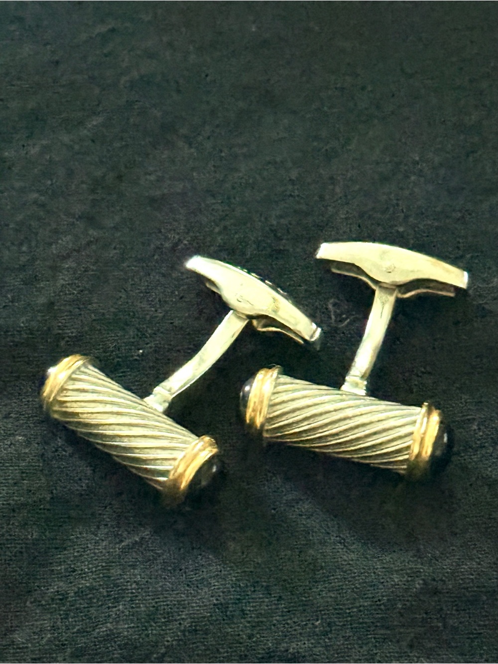 Hart Schaffner Marx Two-Tone Silver and Gold T-Bar Cufflinks